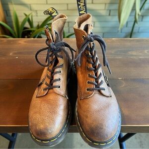 Dr. Martens Tan Leather Boots with Black Accents